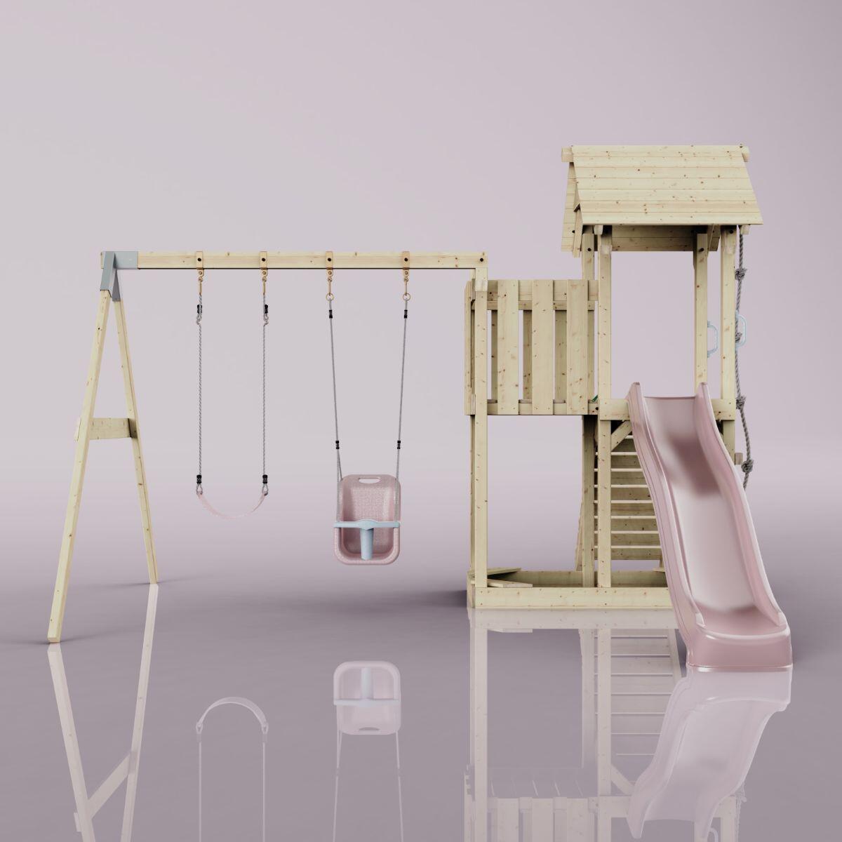 Spielturm Uppsala mit Babyschaukel in Altrosa - 357 × 361 × 273 cm 2/6