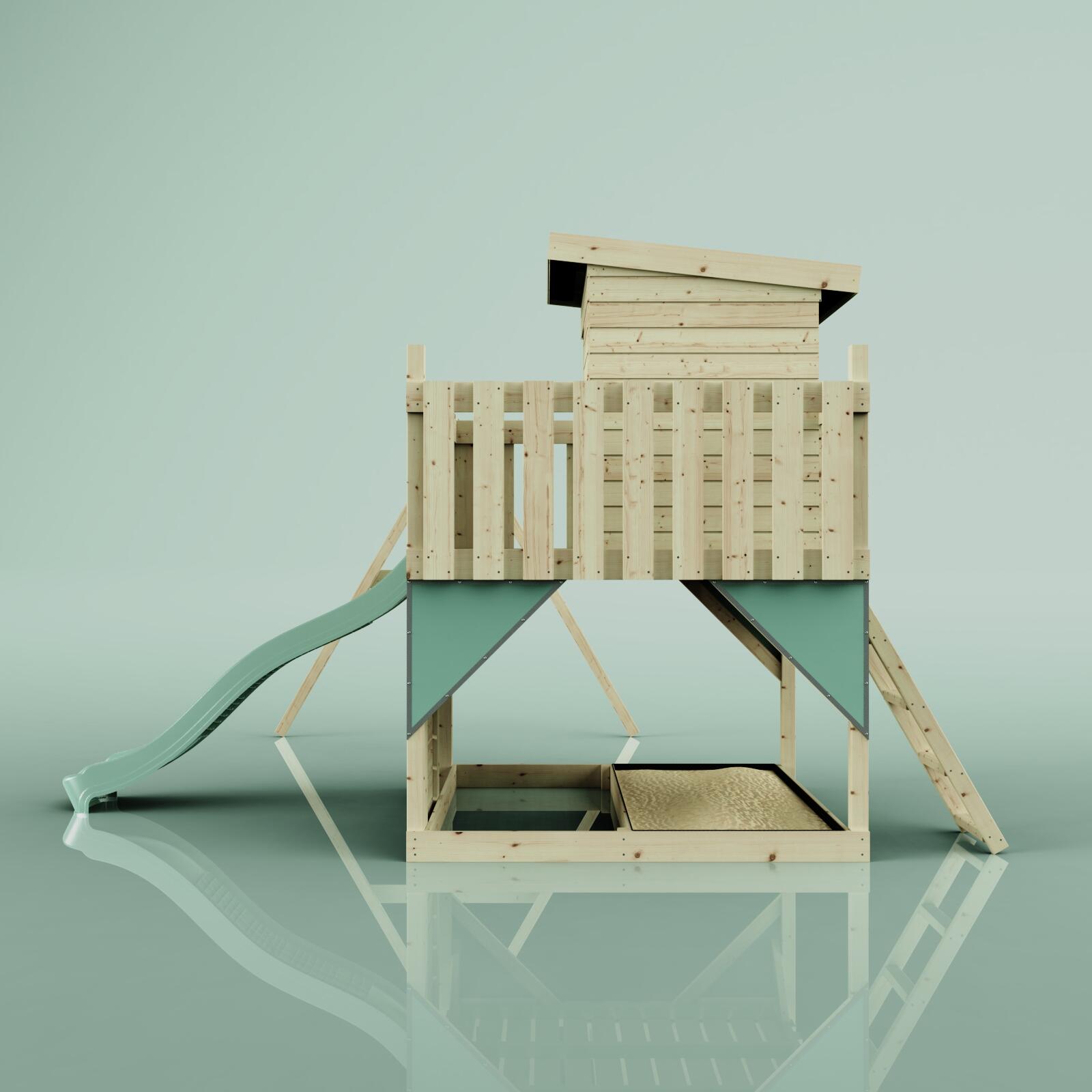 Spielturm Björn mit Kinderschaukel in Mintgrün - 415 × 396 × 261 cm 3/6