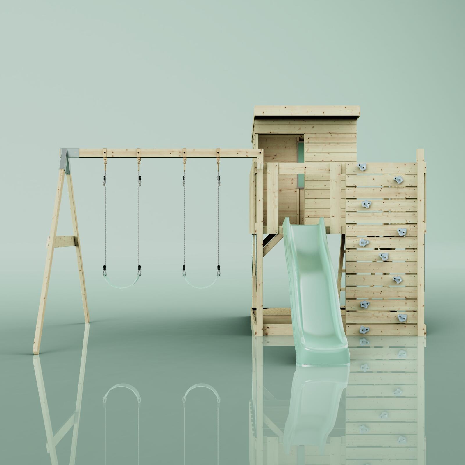 Spielturm Björn mit Kinderschaukel in Mintgrün - 415 × 396 × 261 cm 2/6