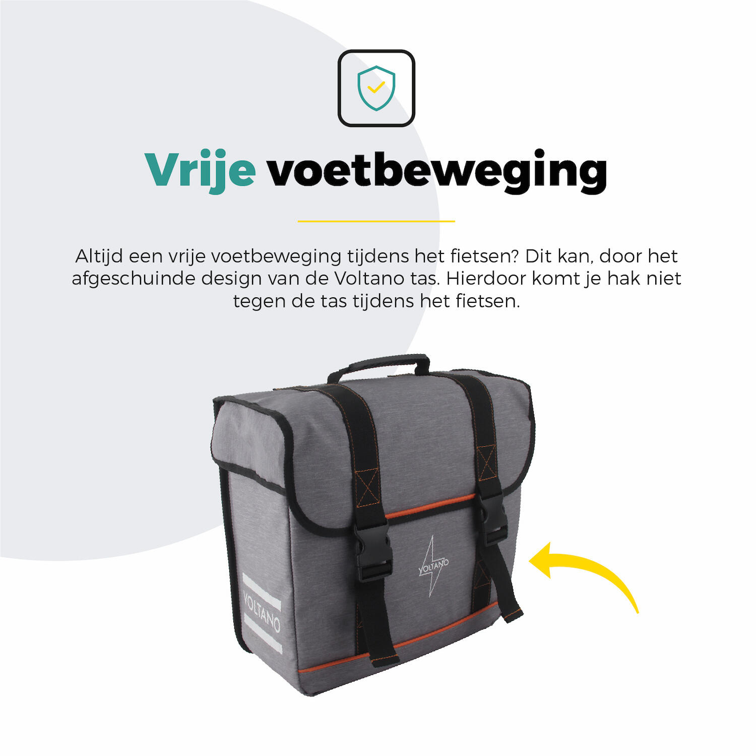 Voltano Enkele Fietstas Afgeschuind Rechts - Grijs - 22 Liter 3/7