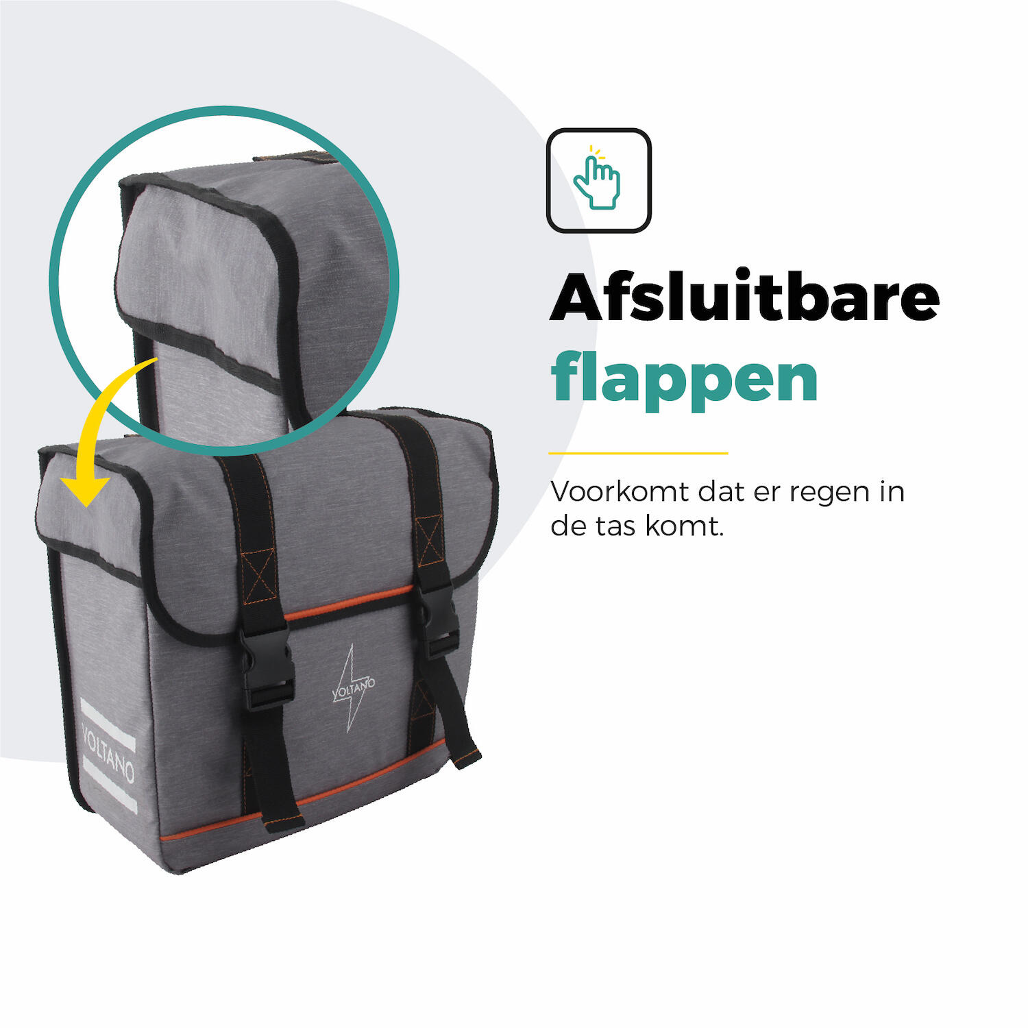 Voltano Enkele Fietstas Afgeschuind Rechts - Grijs - 22 Liter 5/7