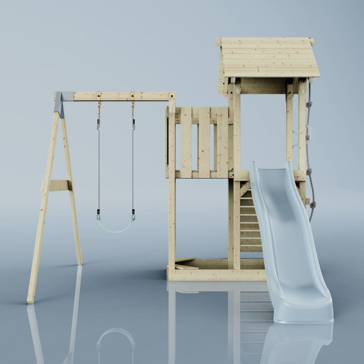 Spielturm Bergen mit Kinderschaukel in Eisblau - 357 × 271 × 273 cm 2/6