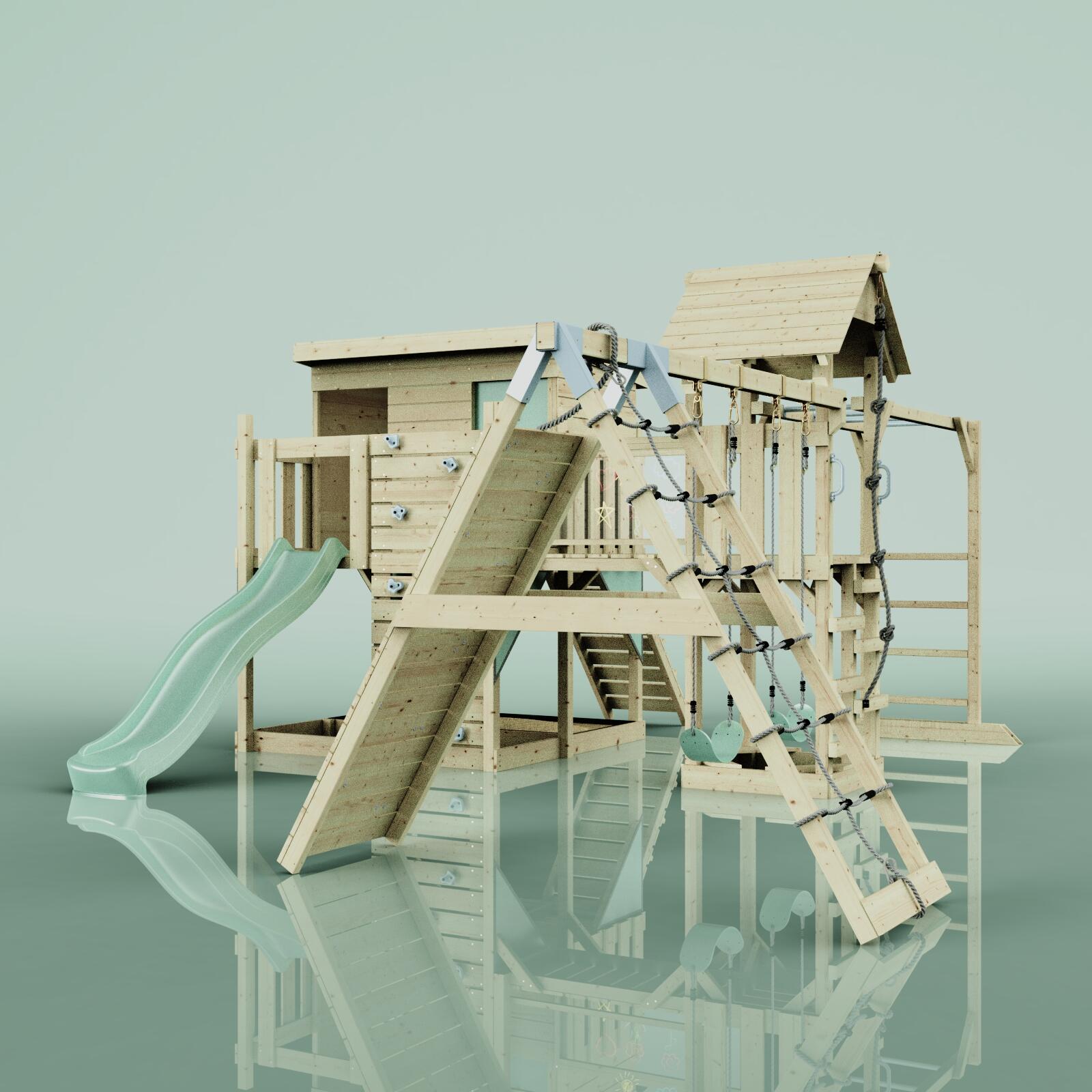 Spielturm Malin mit Kinderschaukel in Mintgrün - 503 × 562 × 274 cm 5/5