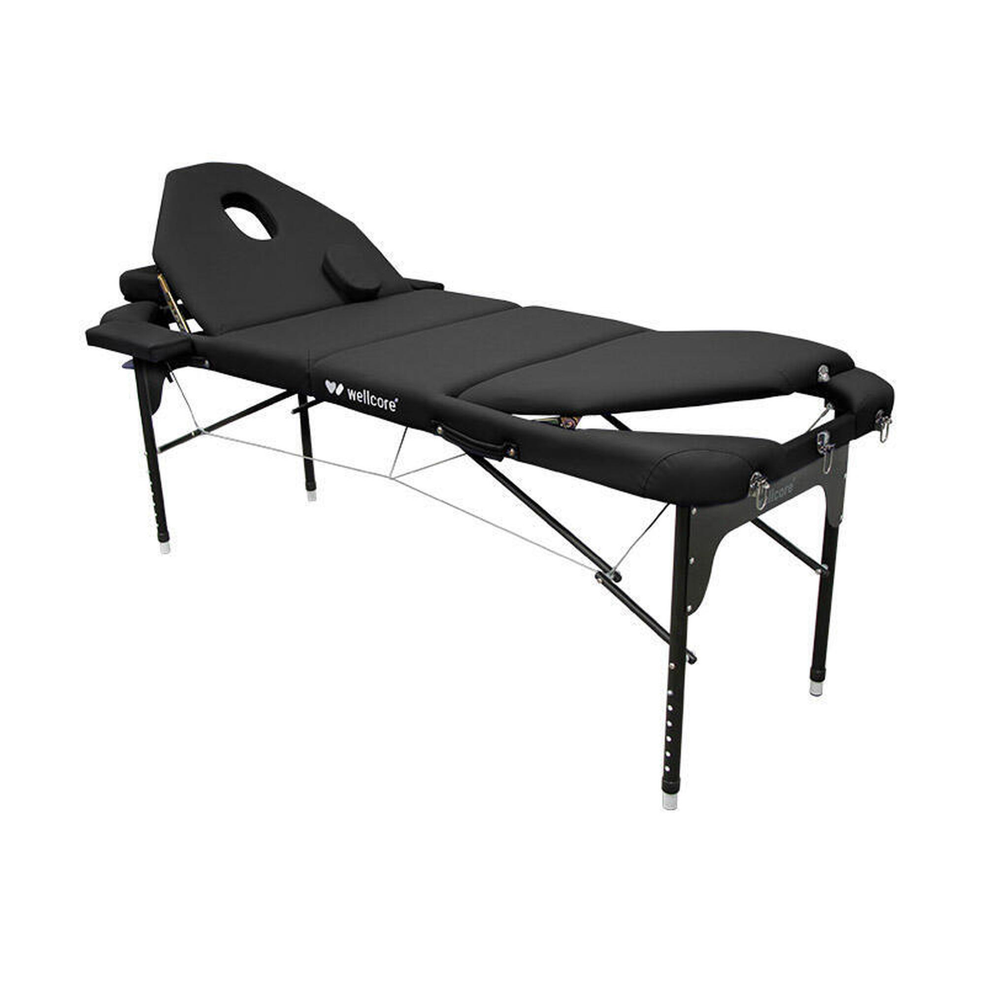 Wellcore - Wellcore Brancard Pliable En Aluminium 185 X 65 Cm Avec Dossier Double - Table De Massage - Noir - No Size - Decathlon