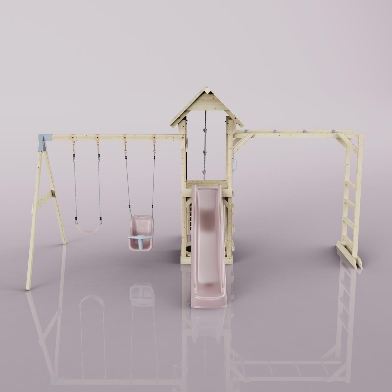 Spielturm Örebro mit Babyschaukel in Altrosa - 358 × 491 × 275 cm 2/6