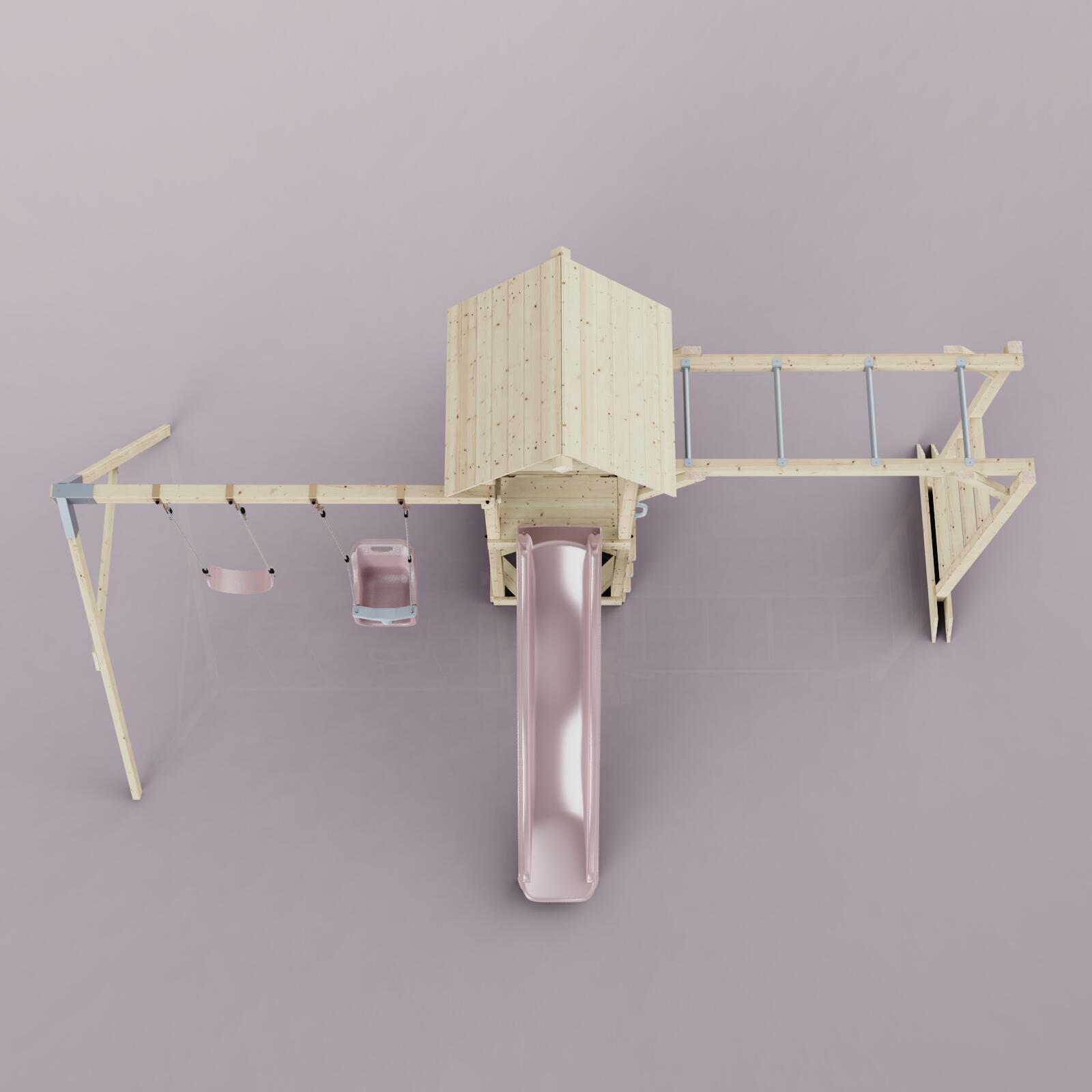 Spielturm Örebro mit Babyschaukel in Altrosa - 358 × 491 × 275 cm 6/6