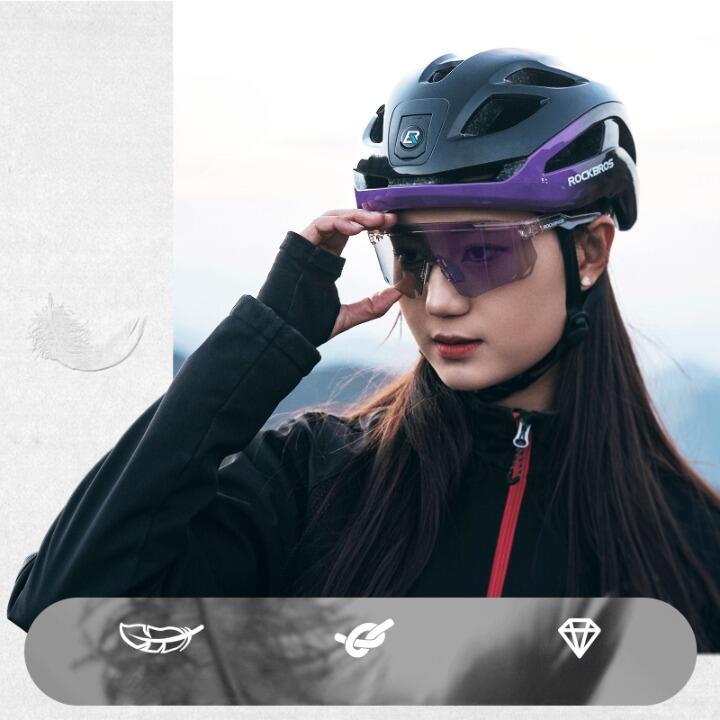 Lunettes de Vélo Photochromiques Ultra-légère Cadre à Mémoire de Forme Violet 3/6