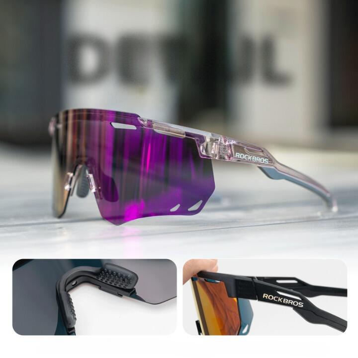 Lunettes de Vélo Photochromiques Ultra-légère Cadre à Mémoire de Forme Violet 4/6