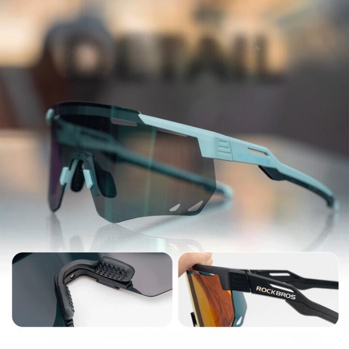 Lunettes de Vélo Photochromiques Ultra-légère Cadre à Mémoire de Forme Vert 4/6