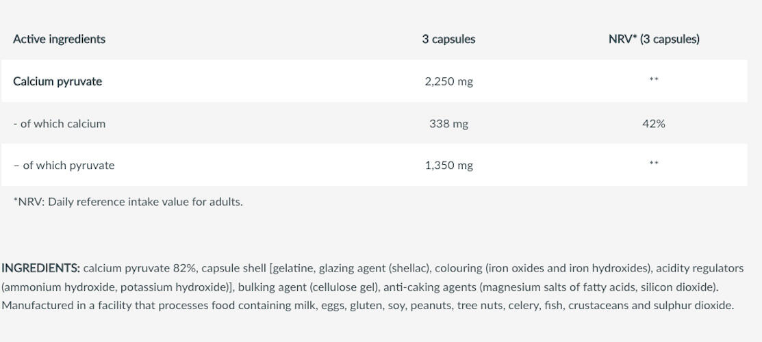 Formule de pyruvate de calcium - Pyruvate - 90 Gélules 3/3