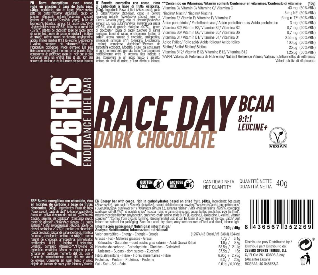 Barra – bcaa race day – todos desportos – sem gluten e açúcar 4/7