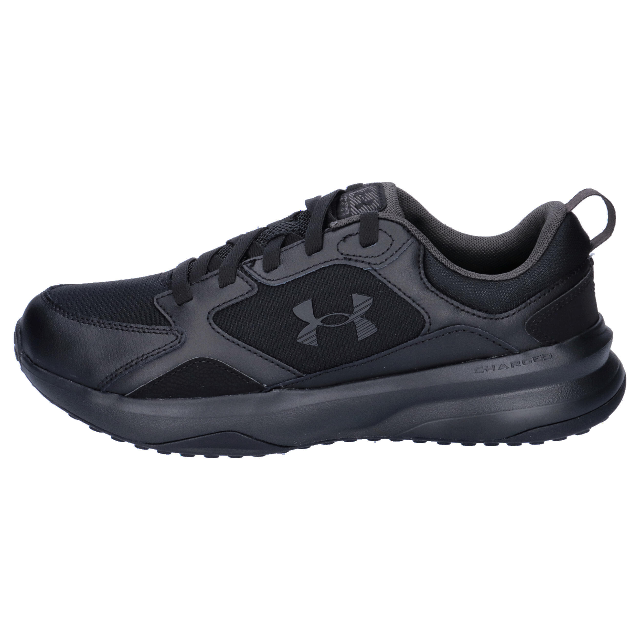 Mens Charged Edge Leather Trainers (Triple Black) 10/15
