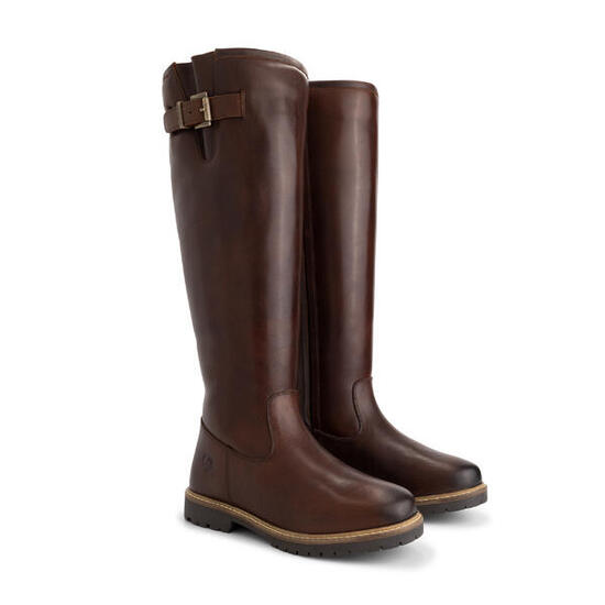 Dannemare Femmes - Bottes hautes - Doublées de laine - Marron foncé