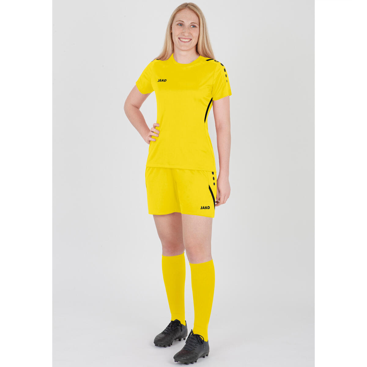 Jako Challenge Damesshirt Korte Mouw - Citroen / Zwart 4/7