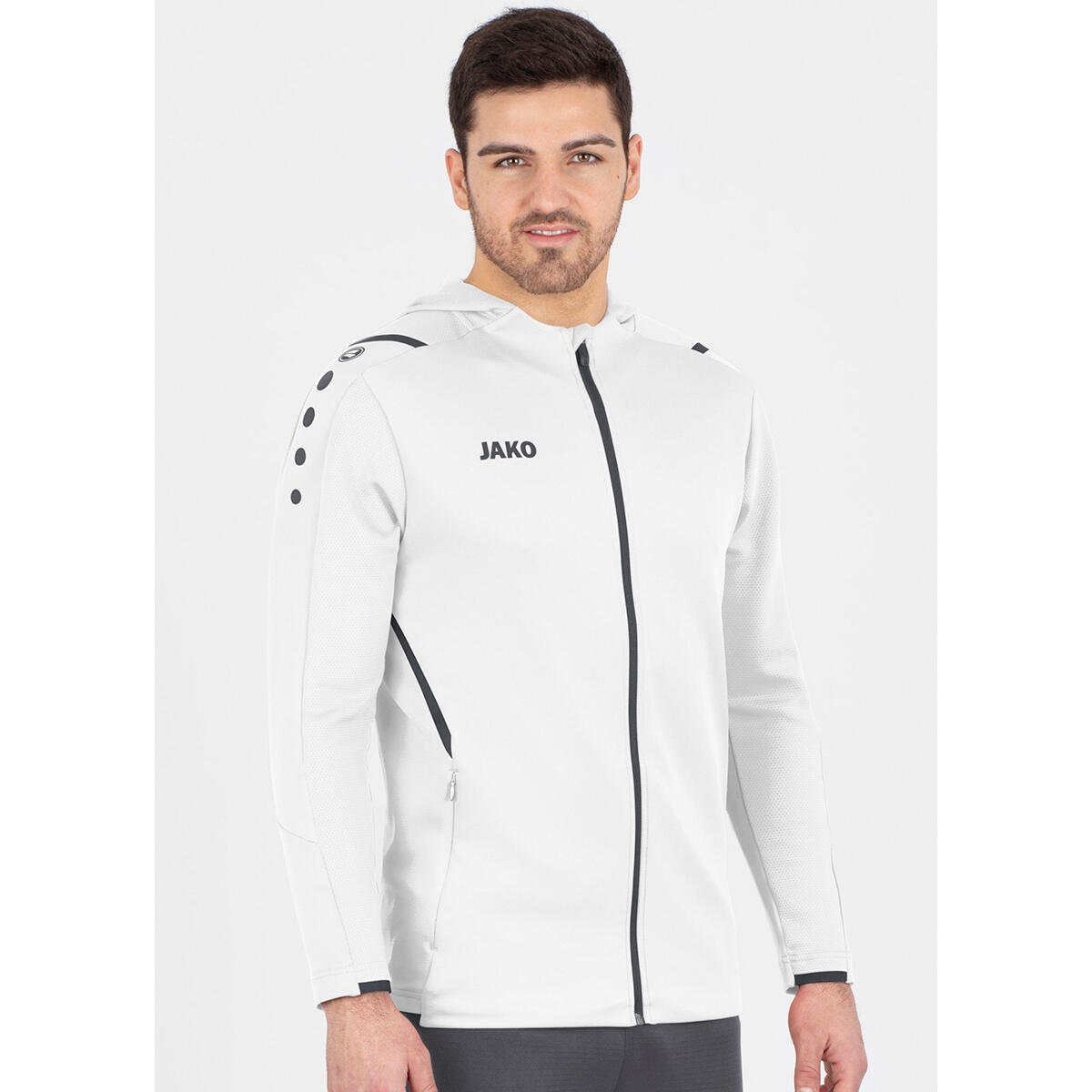 Jako Challenge herenjas met kap - wit / Antra Light - L 2/7