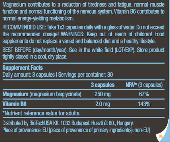 Magnesium bisglycinate - 90 capsules de Biotech USA 3/5