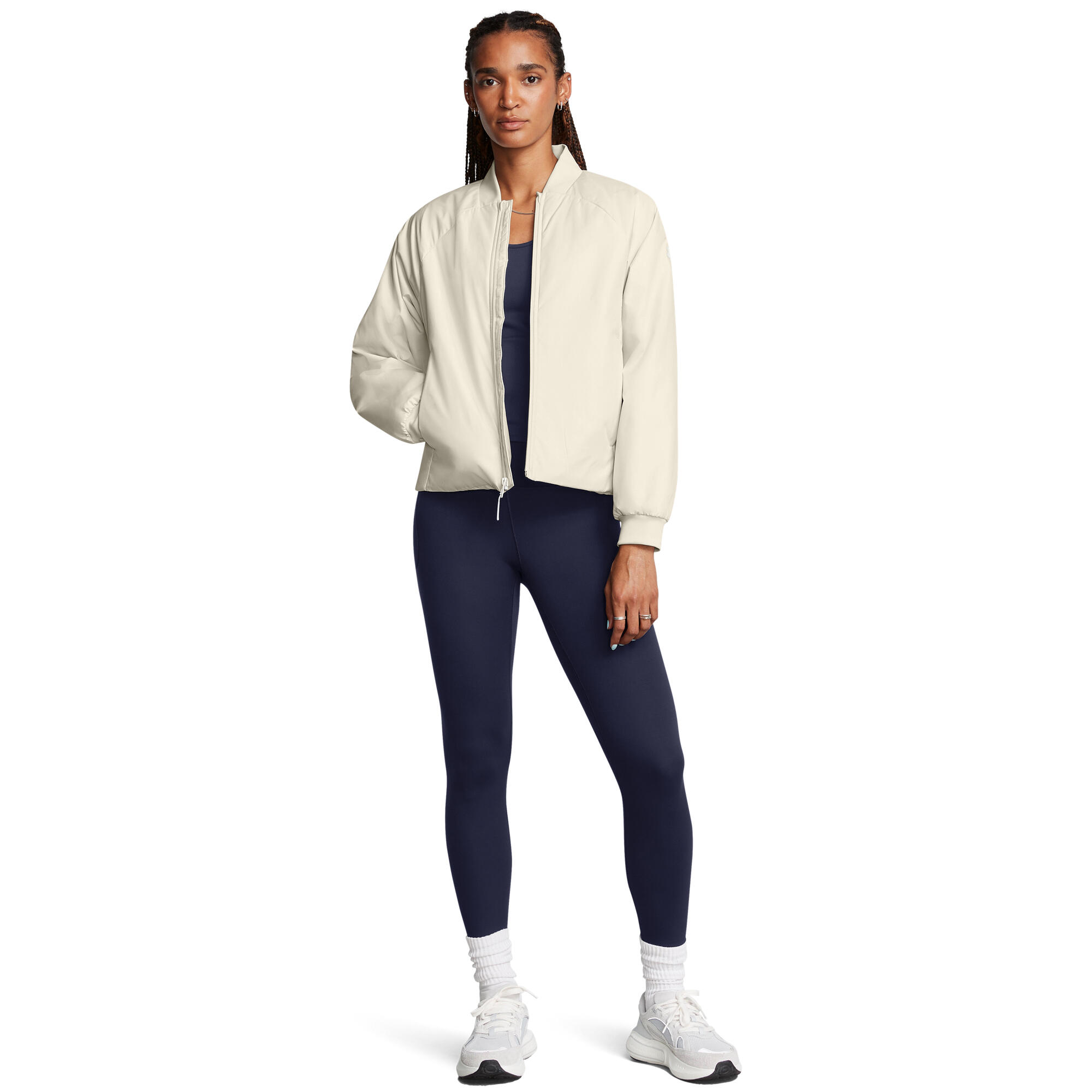 Effen bomberjack voor dames (Wit) 5/6