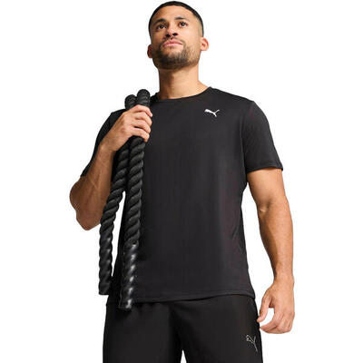 T-shirt puma m tad essential poly texture tee bl. zwart. mannen