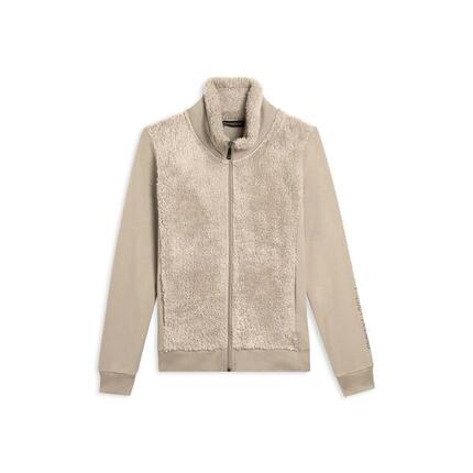 Sweat-shirt zippé avec col et devant en tissu Sherpa, logo en clous