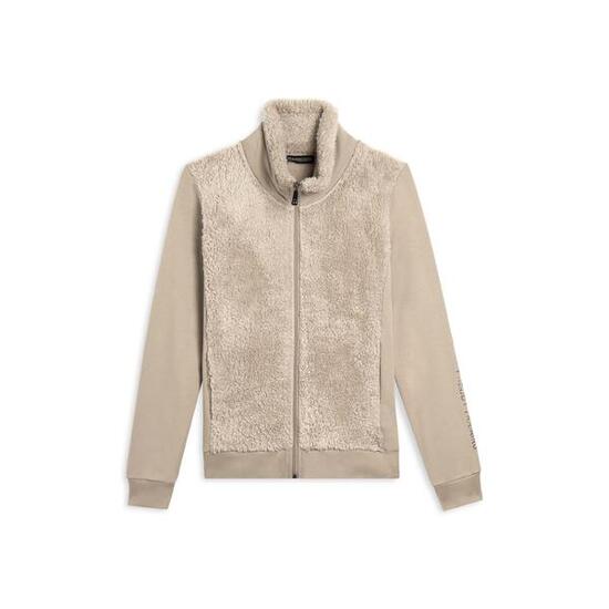 Sweat-shirt zippé avec col et devant en tissu Sherpa, logo en clous