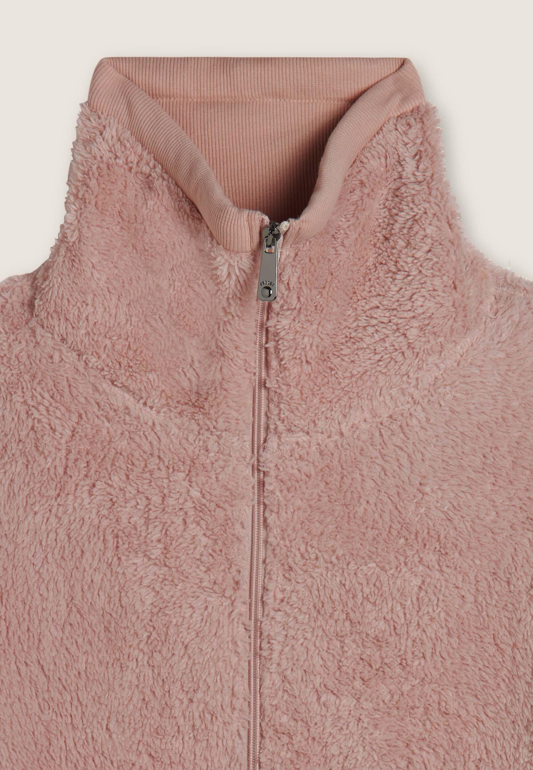 Felpa in pile sherpa con zip e collo alto 3/3
