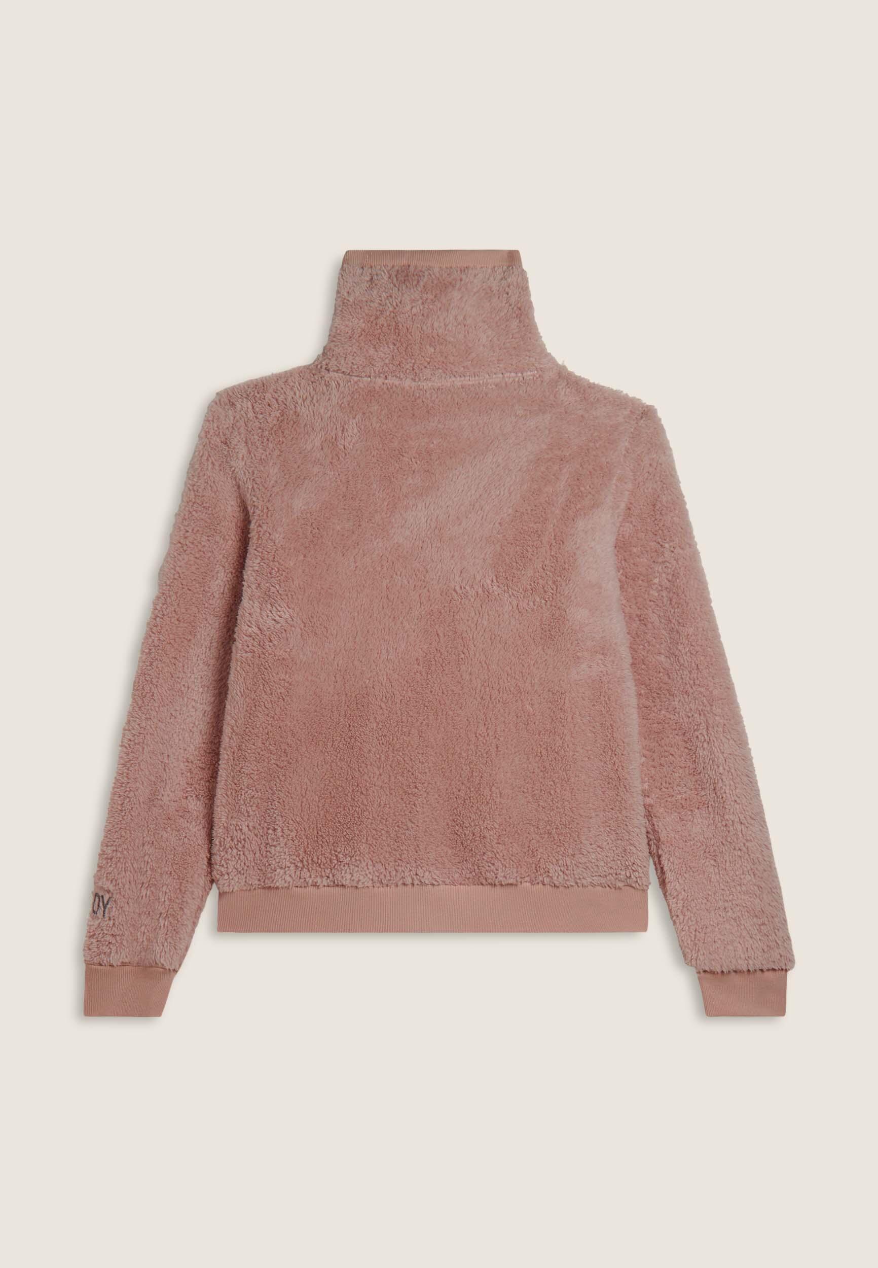 Felpa in pile sherpa con zip e collo alto 2/3
