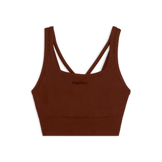 Top sportivo seamless supporto medio con inserti a costine