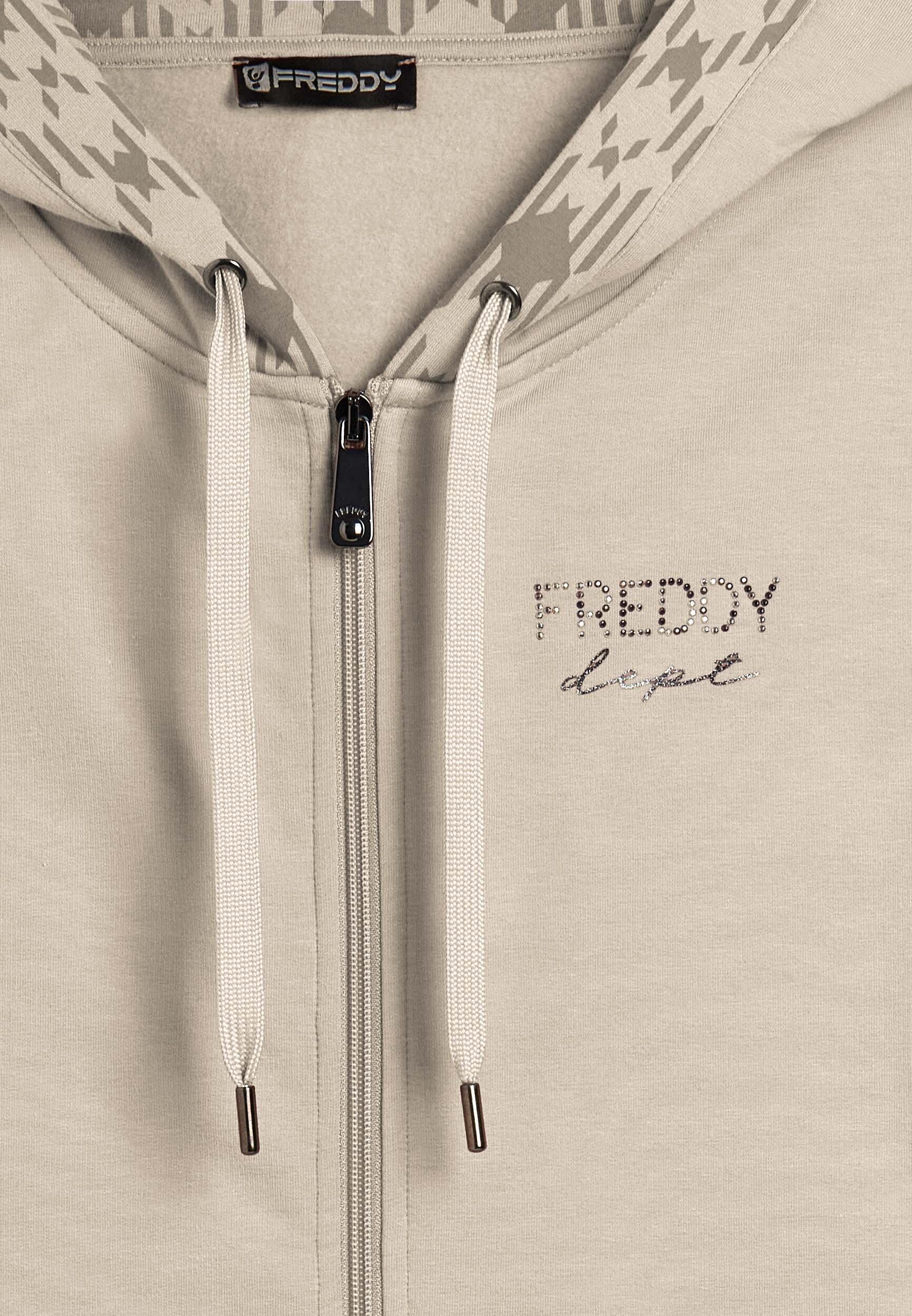 Sudadera con capucha forrada estampada y cremallera frontal 3/3