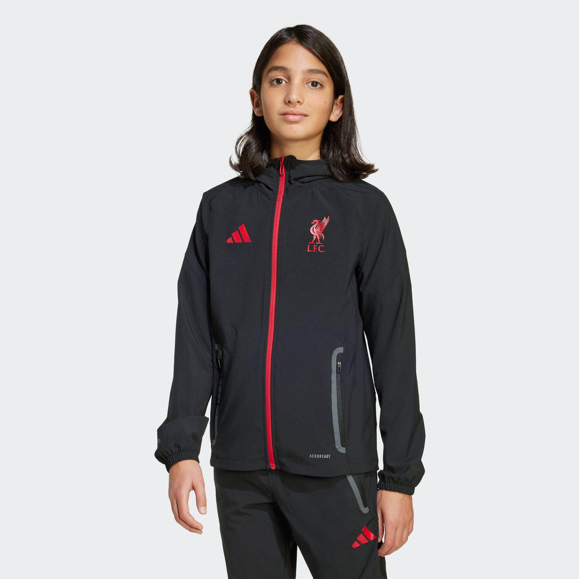 Adidas - Veste De Voyage Liverpool Fc Tiro 25 Competition Vis Tech Enfants - Maillot Manches Courtes - Noir|rouge - Decathlon