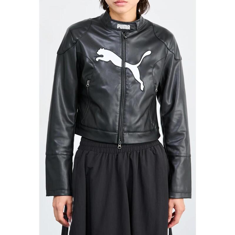 Geaca femei Puma Future.puma.archive Pleather Racer, Negru
