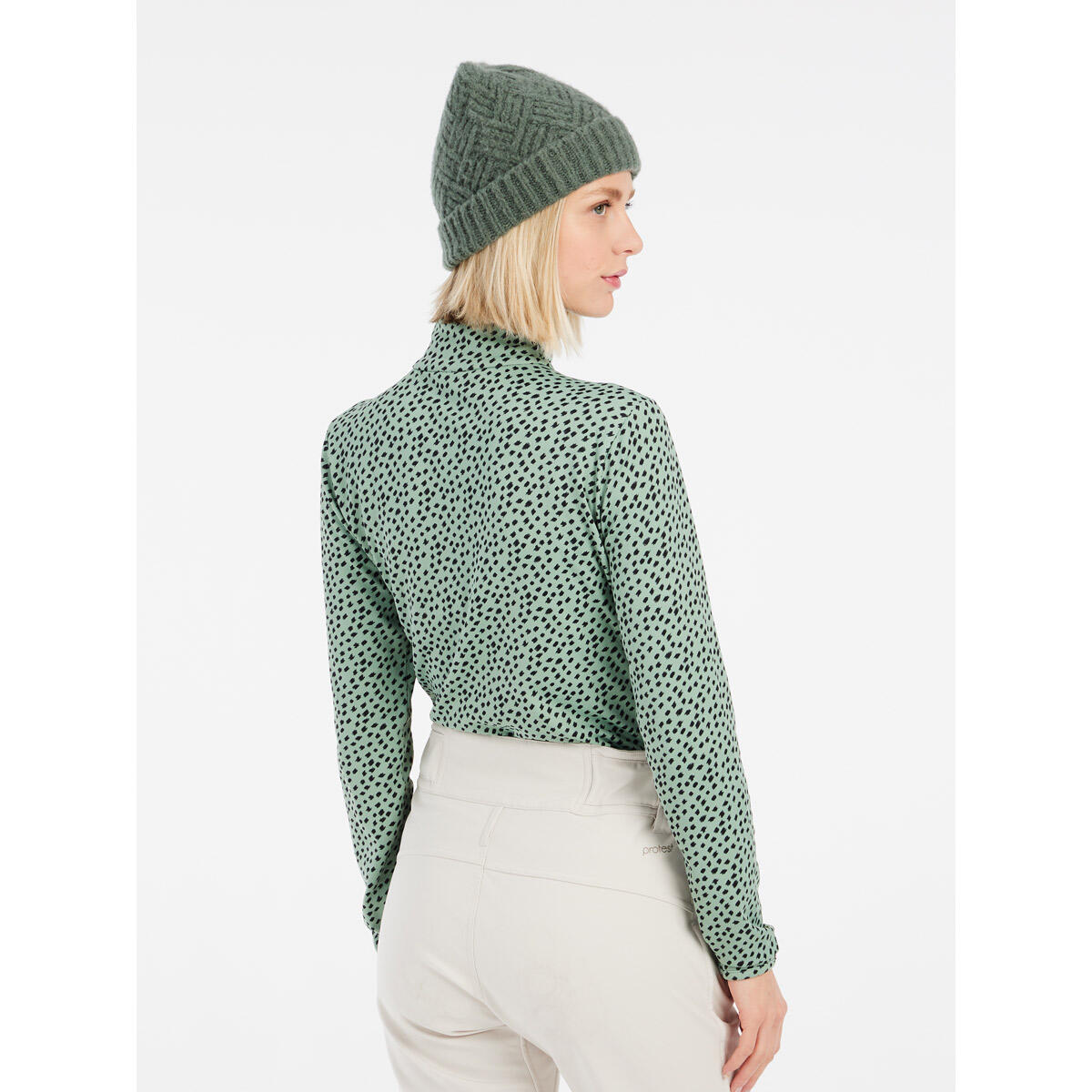 Protest Damen Langarmshirt PRTKACEY – Mit 1/4 Reißverschluss & Aztekenmuster, Aus Recyceltem Thermostretch