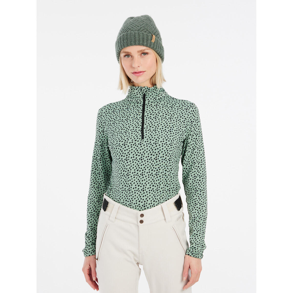 Protest Damen Langarmshirt PRTKACEY – Mit 1/4 Reißverschluss & Aztekenmuster, Aus Recyceltem Thermostretch