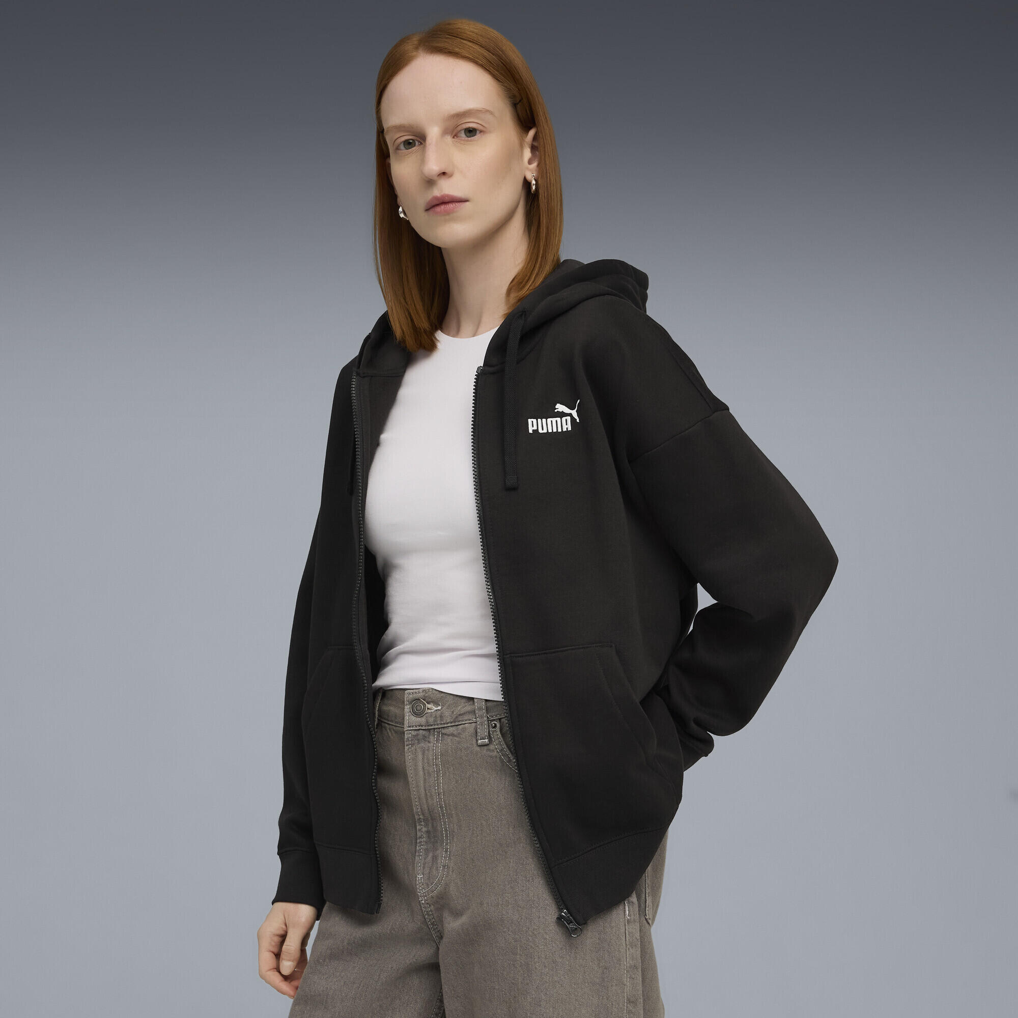 Damska rozpinana bluza z kapturem i małym logo ESS Comfort PUMA