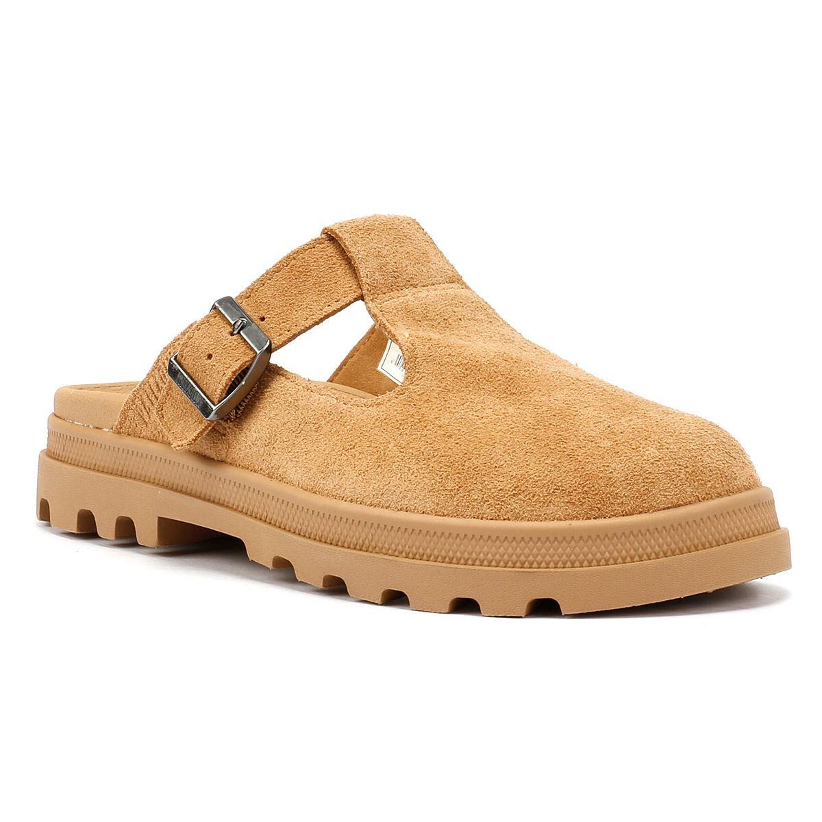 Palladium Dunelite Pyla Suede Dear Brown Mules 2/6