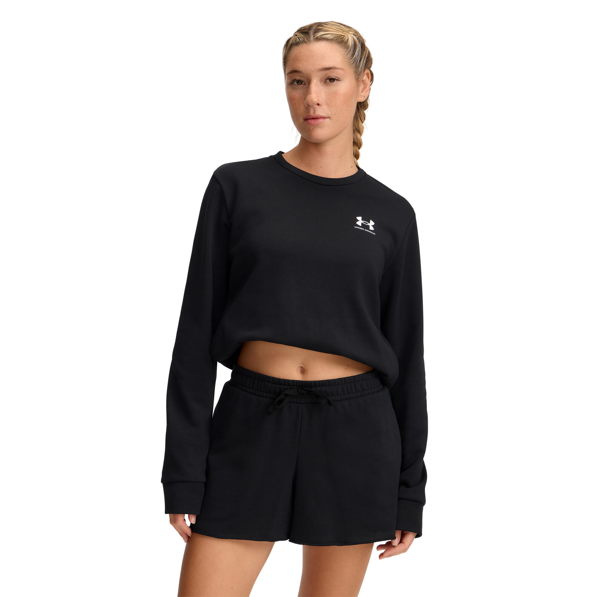 Under Armour - Sweatshirt Femme Under Armour Rival Terry - Pull - Blanc|noir - Decathlon