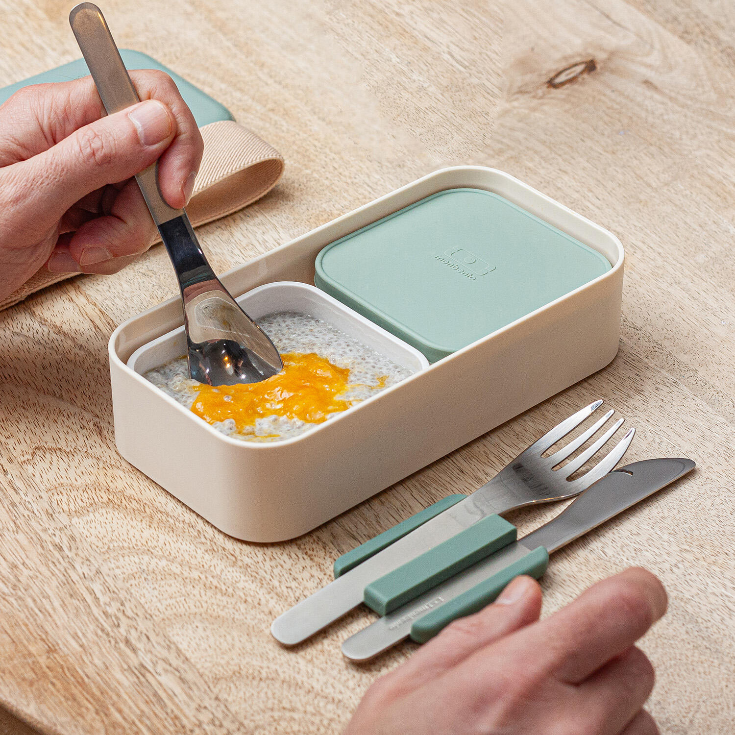 Set boite repas 2x500ml - 1L Leaves + accessoires |Adulte|Bureau, pique-nique 6/6