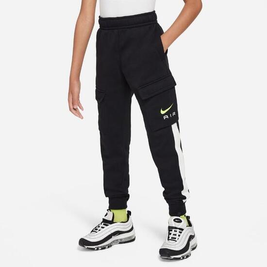 Pantalone ragazzo nike cargo nero in cotone felpato