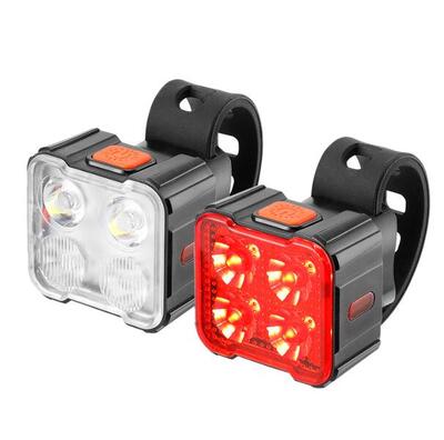 Set luci per bicicletta LED 260 e 40 lumen ricaricabili tramite USB