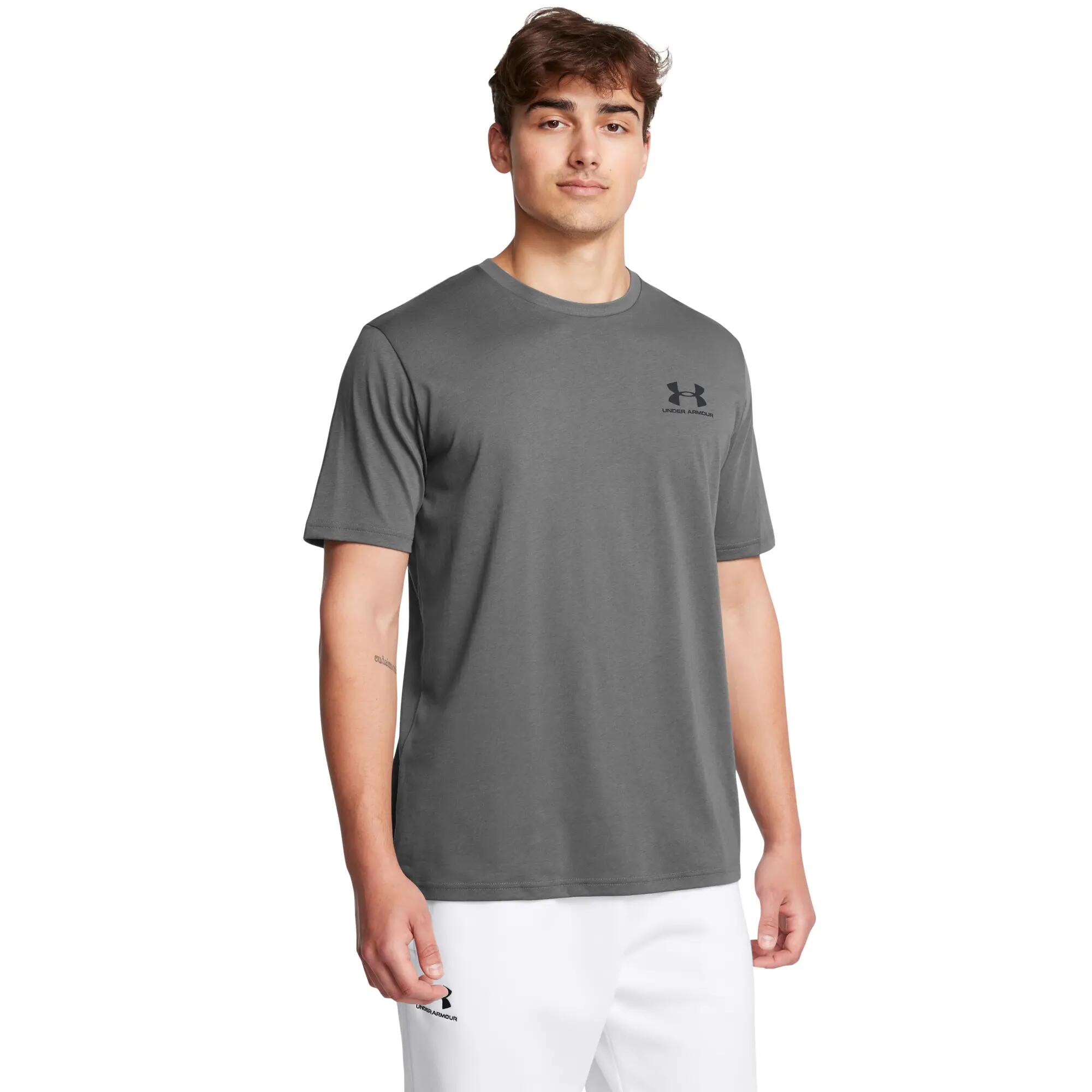 T-shirt Uomo Under Armour Grigio Scuro con Logo sul Petto 7/8