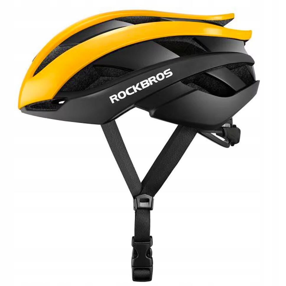 Kask rowerowy Rockbros rozmiar L - żółto-czarny