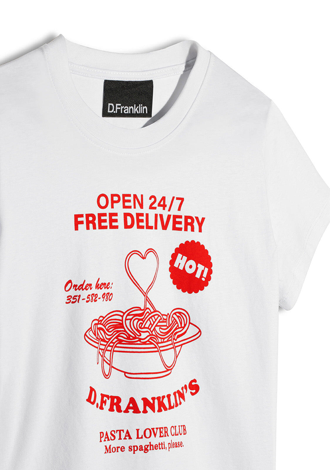 Camiseta Mujer Pasta Lover Blanca / Roja D.Franklin 3/3