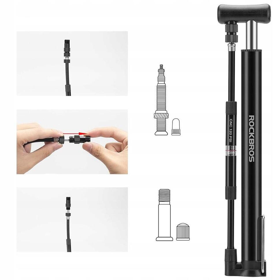 Pompka rowerowa Rockbros mini pro 120 psi / 8 bar podłogowa i ręczna AV/DV/SV