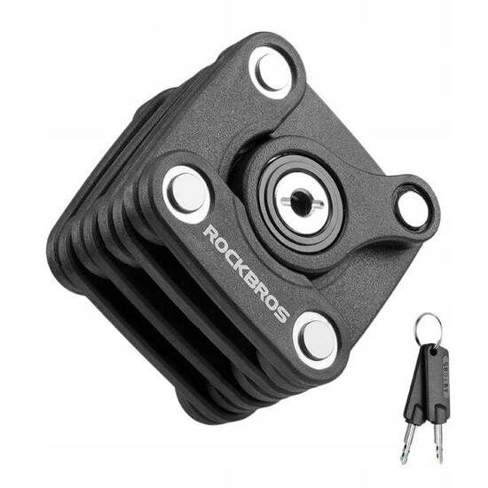 Zapięcie rowerowe Rockbros składane na klucz czarne 70 cm wytrzymałe składane
