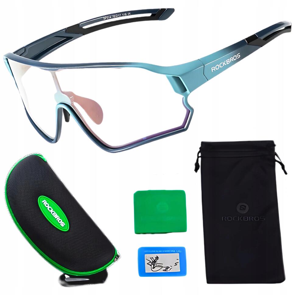 Okulary rowerowe dziecięce Rockbros polaryzacyjna uv400 regulowane noski + etui