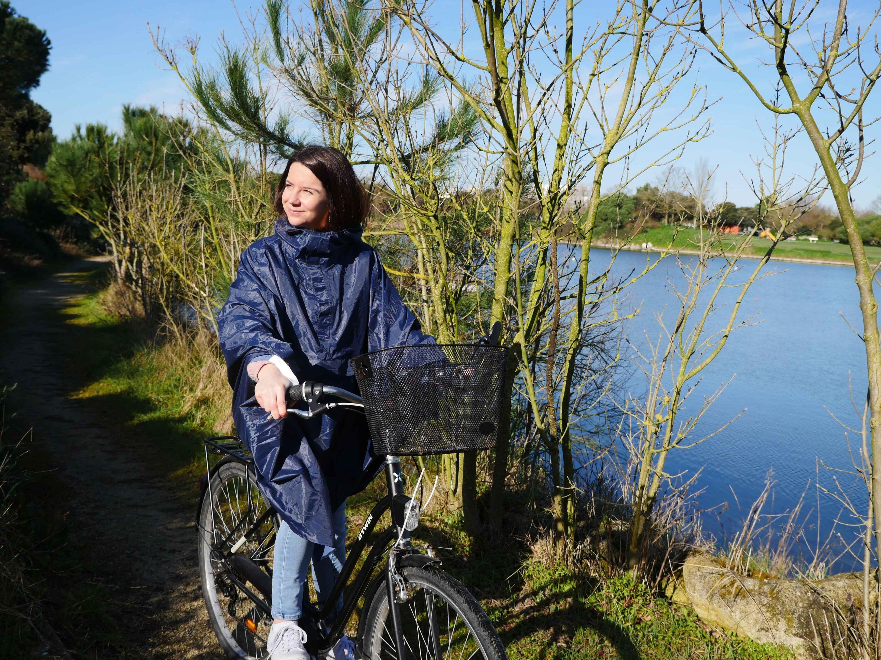 Regencape für Radfahrer, wasserdicht, marineblau, S/M 5/7