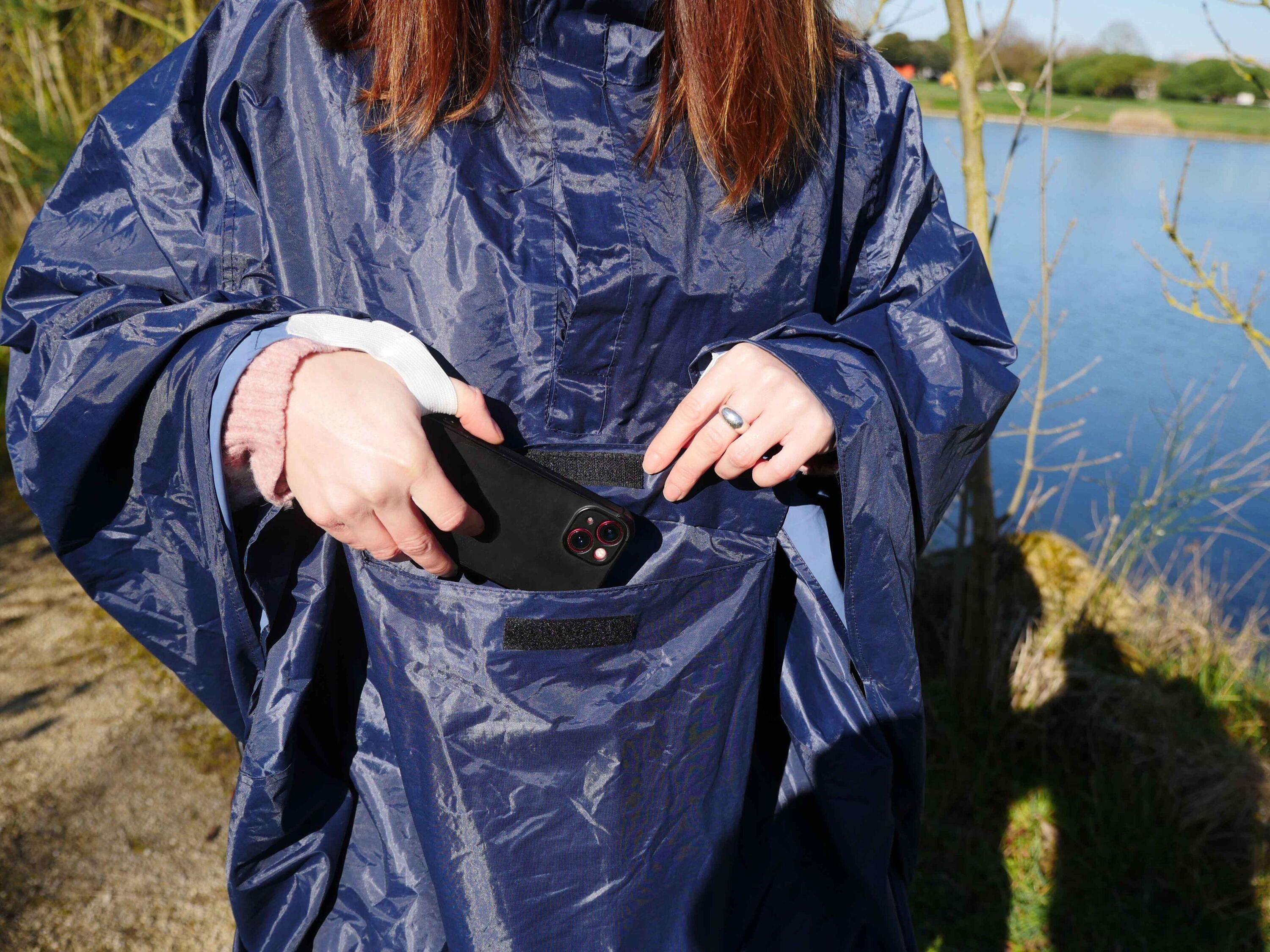 Regencape für Radfahrer, wasserdicht, marineblau, S/M 6/7
