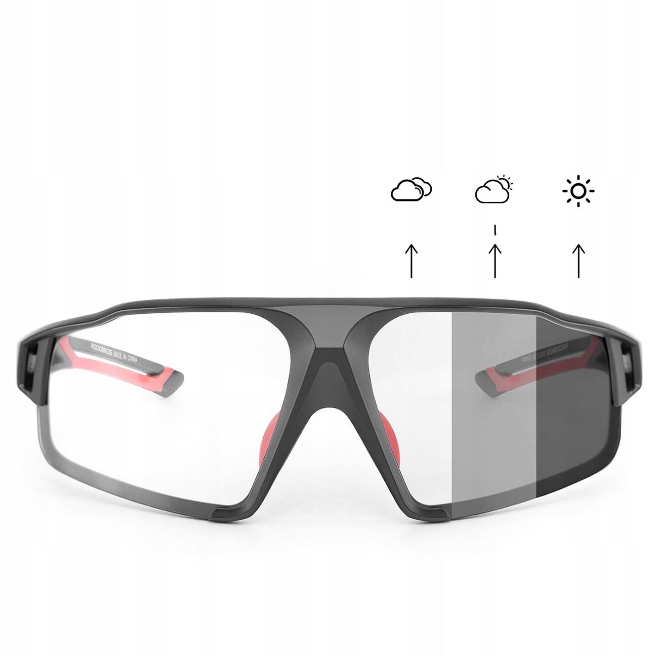 Okulary rowerowe fotochromowe Rockbros SP216BK UV400 - czarne i czerwone 3/7