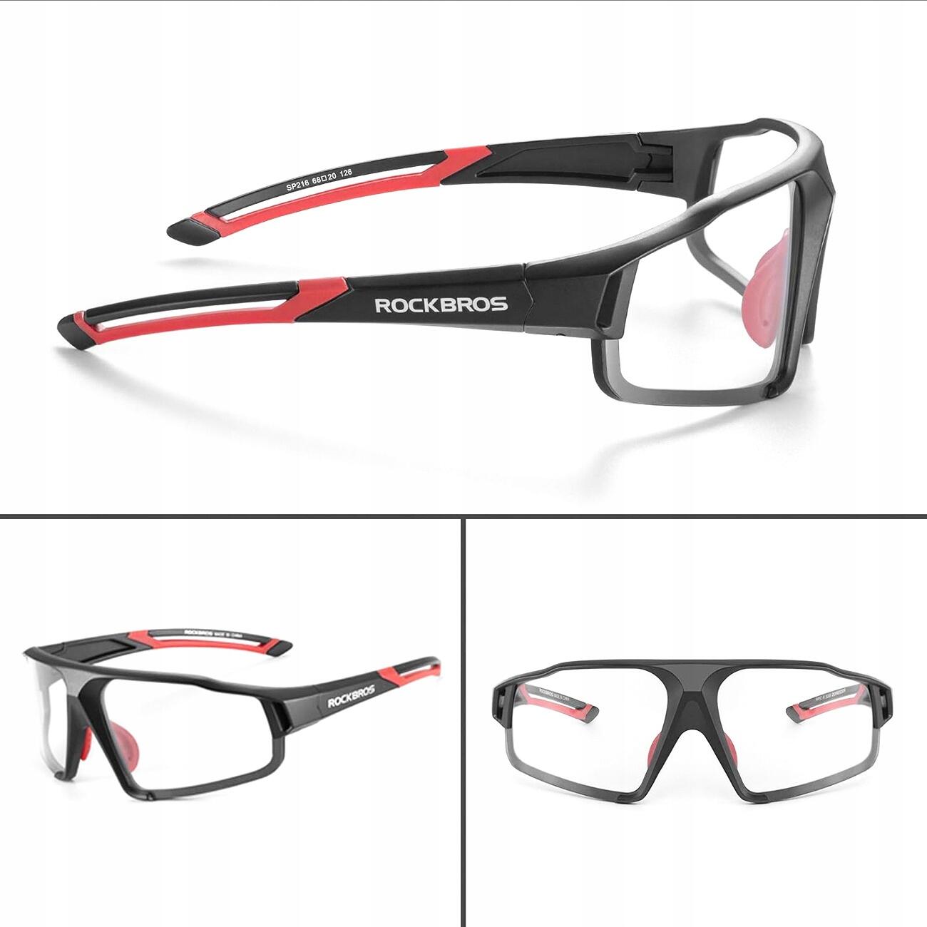 Okulary rowerowe fotochromowe Rockbros SP216BK UV400 - czarne i czerwone 5/7