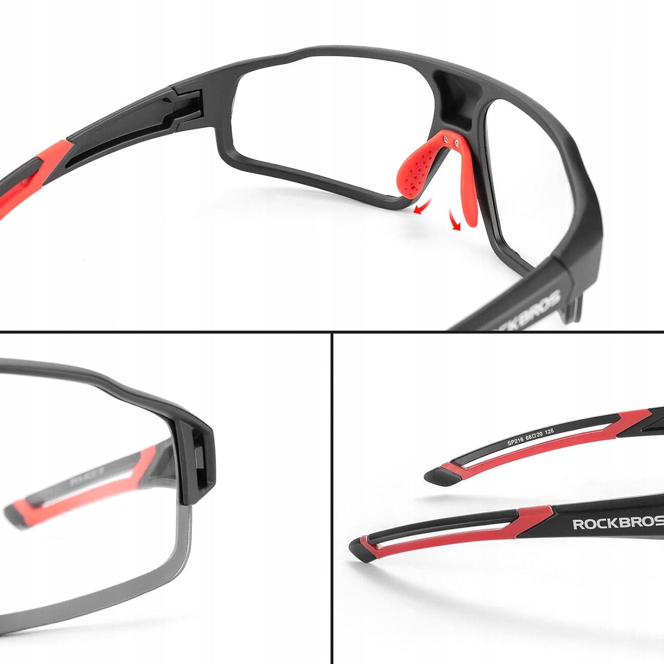 Okulary rowerowe fotochromowe Rockbros SP216BK UV400 - czarne i czerwone 4/7