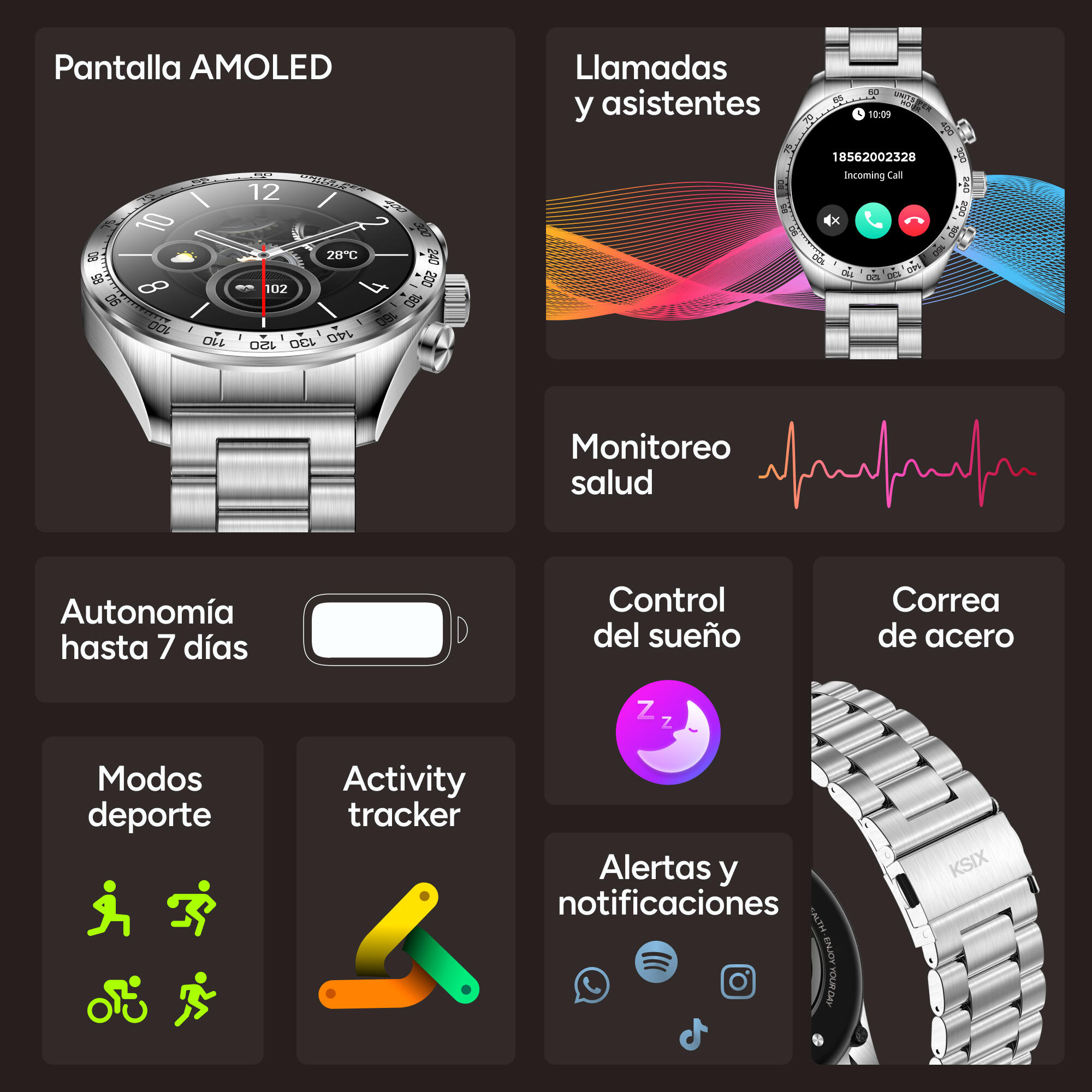 Montre connectée KSIX Elite, écran AMOLED 1,43" 2/7